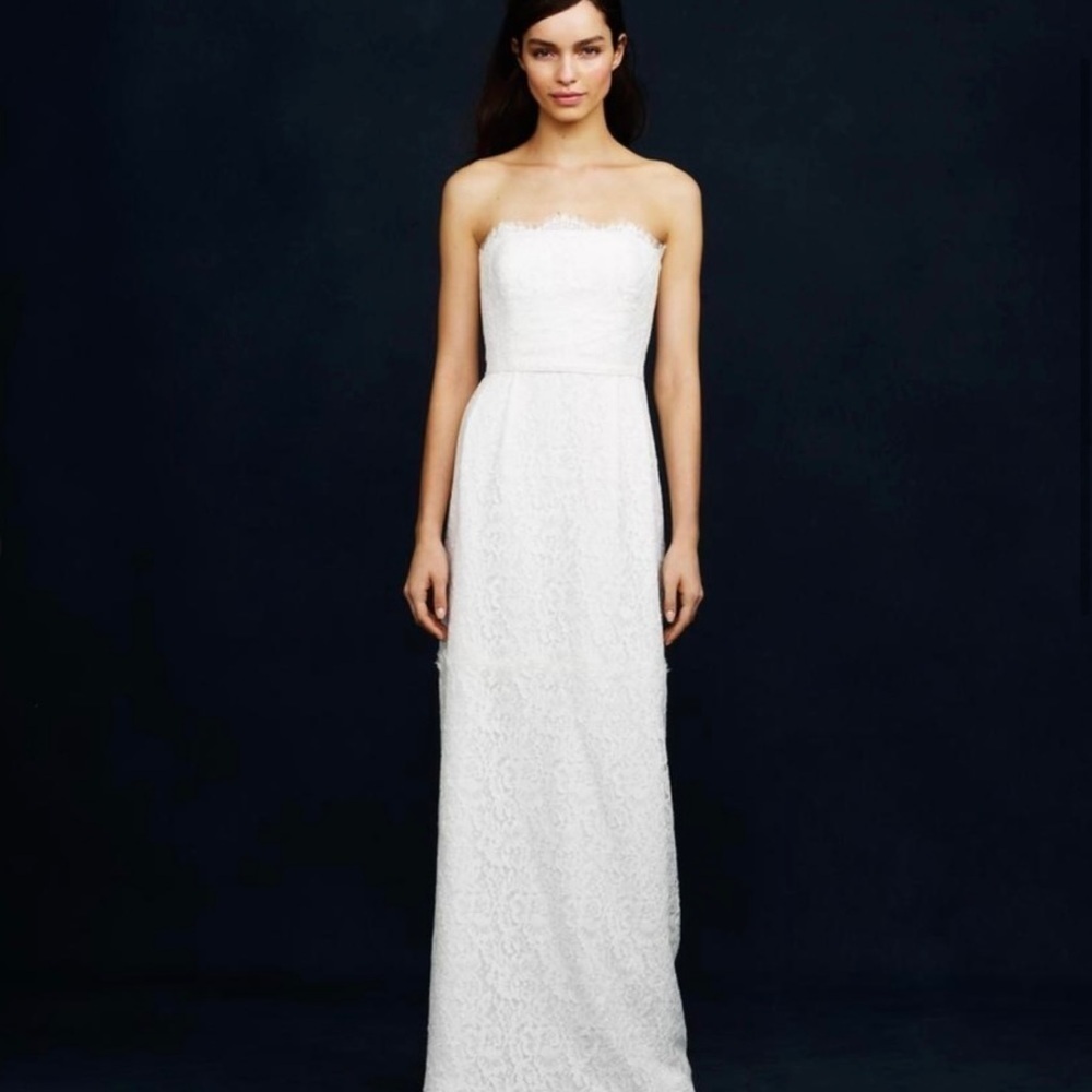 J. Crew Strapless White Lace Wedding Gown